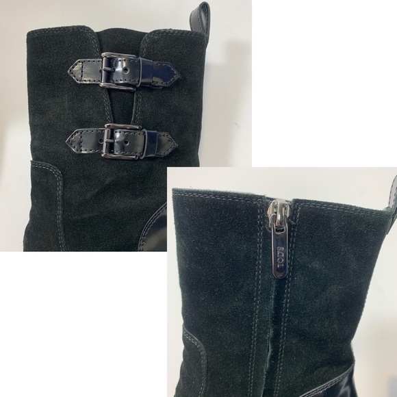 Tod’s Black Leather Buckle Detail Heel Ankle Boots - Picture 6 of 9
